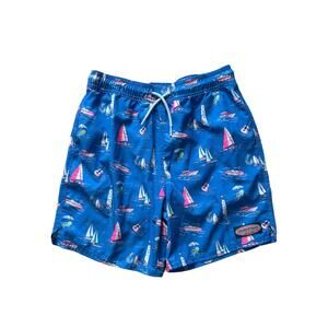 Boys Vineyard Vines sailboat print Chappy swim suit trunks size M